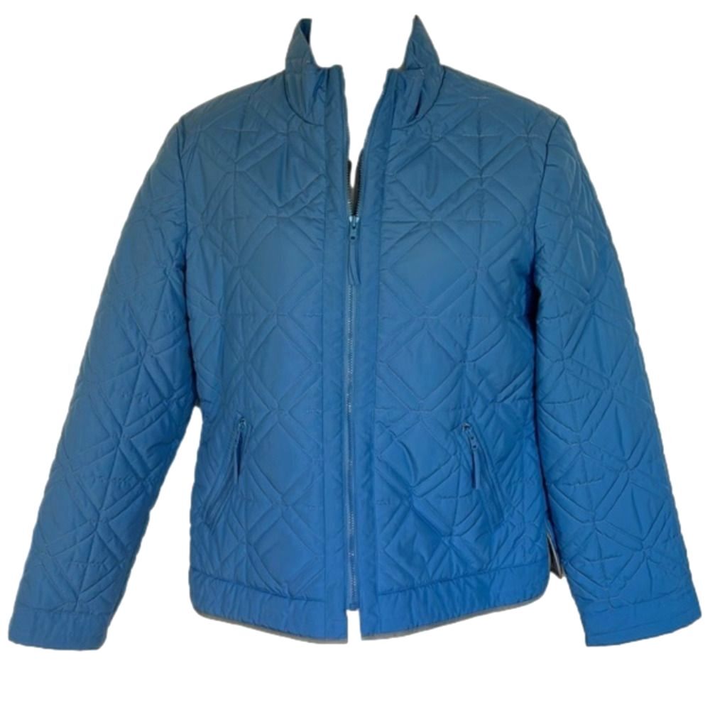 TALBOTS Petites Cornflower Blue Quilted Short Jacket Size Small